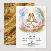 Elegant Editable Digital Gold 40. Geburtstag Einladung (Vorne/Hinten)