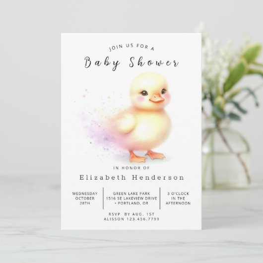 Elegant Editable Duck Baby Shower Einladung (Stehend Vorderseite)