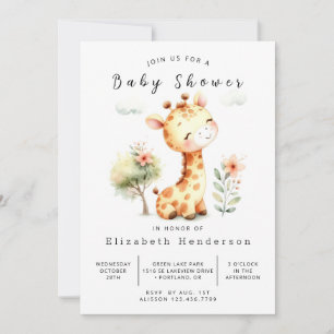 Elegant Editable Giraffe Baby Shower Einladung