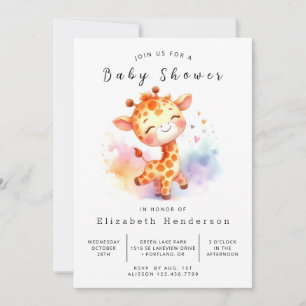 Elegant Editable Giraffe Baby Shower Einladung