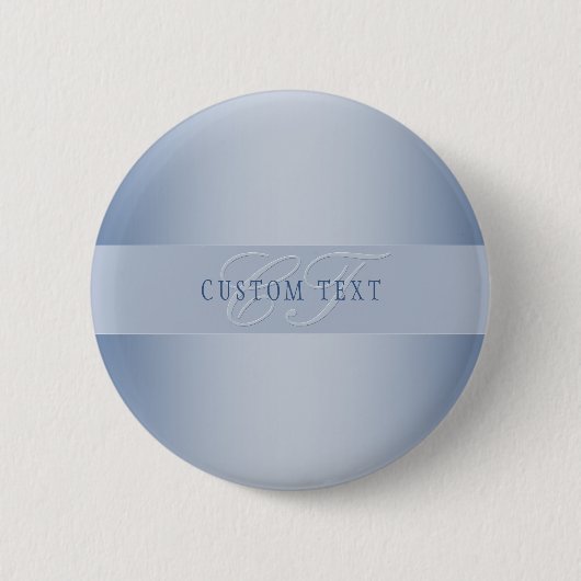 Elegant Editable Monogram Script Writing | Blau Button (Vorderseite)