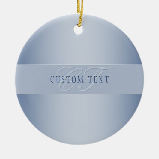 Elegant Editable Monogram Script Writing | Blau Keramik Ornament (Vorne)