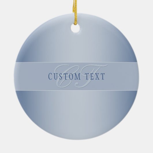 Elegant Editable Monogram Script Writing | Blau Keramik Ornament (Hinten)