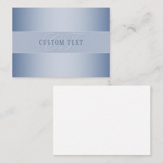 Elegant Editable Monogram Script Writing | Blau Mitteilungskarte (Vorne/Hinten)