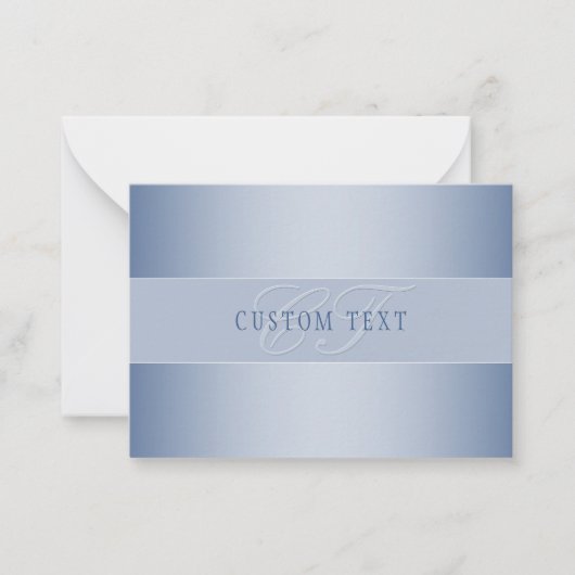 Elegant Editable Monogram Script Writing | Blau Mitteilungskarte (Vorderseite)