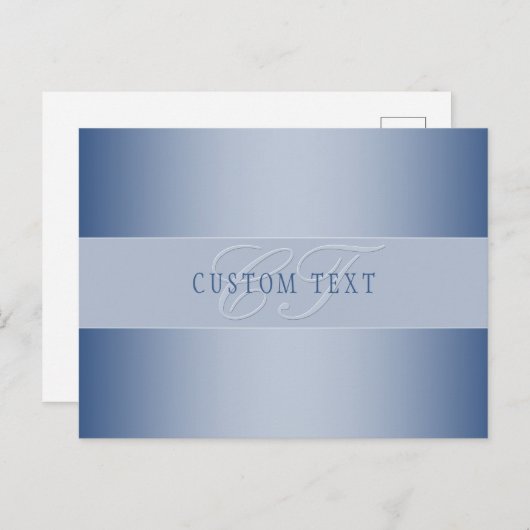 Elegant Editable Monogram Script Writing | Blau Postkarte (Vorne/Hinten)
