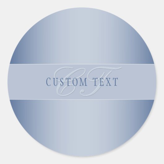 Elegant Editable Monogram Script Writing | Blau Runder Aufkleber (Vorderseite)