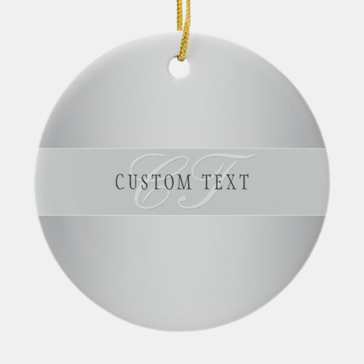 Elegant Editable Monogram Script Writing | Grau Keramik Ornament (Vorne)