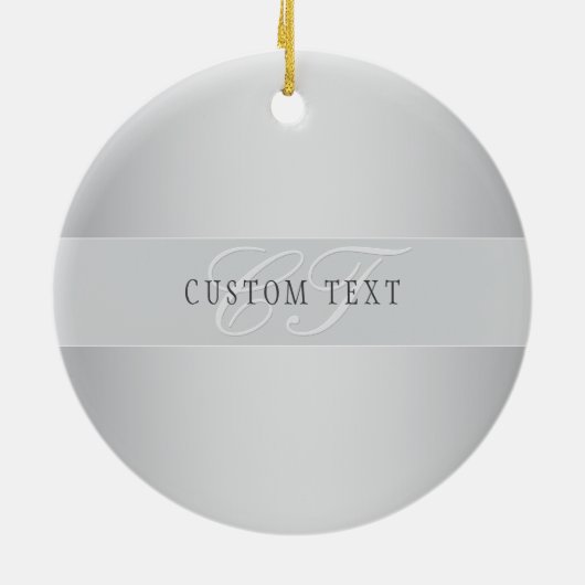 Elegant Editable Monogram Script Writing | Grau Keramik Ornament (Hinten)