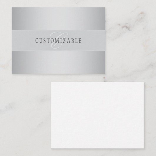 Elegant Editable Monogram Script Writing | Grau Mitteilungskarte (Vorne/Hinten)