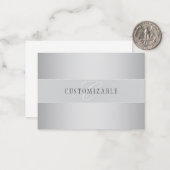 Elegant Editable Monogram Script Writing | Grau Mitteilungskarte (Vorderseite/Rückseite Beispiel)