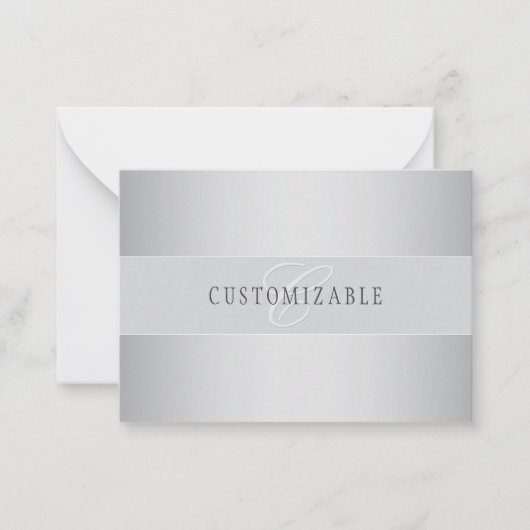 Elegant Editable Monogram Script Writing | Grau Mitteilungskarte (Vorderseite)