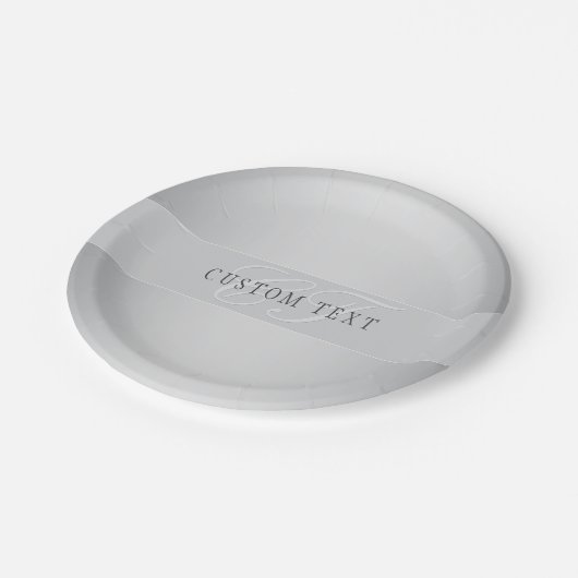 Elegant Editable Monogram Script Writing | Grau Pappteller (Schrägansicht)