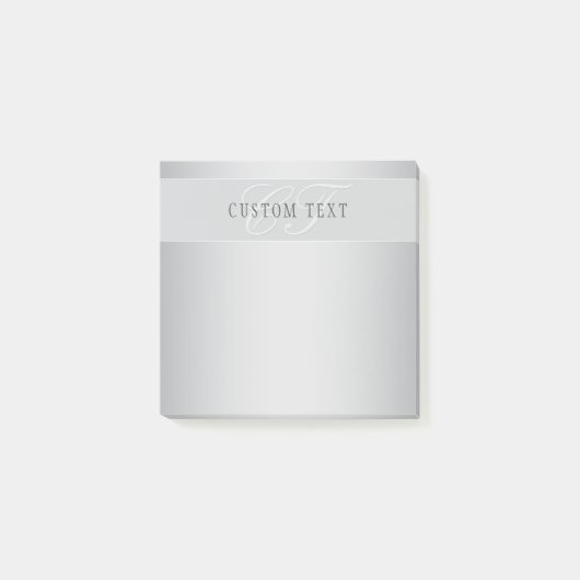 Elegant Editable Monogram Script Writing | Grau Post-it Klebezettel (Vorderseite)