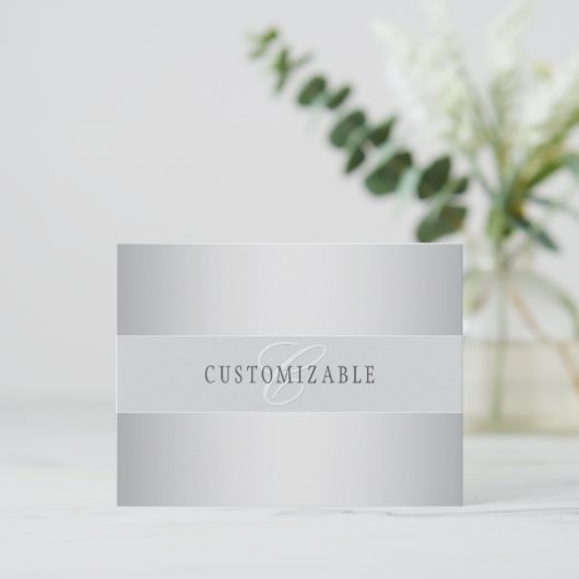 Elegant Editable Monogram Script Writing | Grau Postkarte (Stehend Vorderseite)