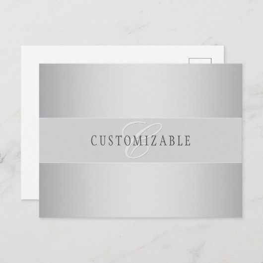 Elegant Editable Monogram Script Writing | Grau Postkarte (Vorne/Hinten)