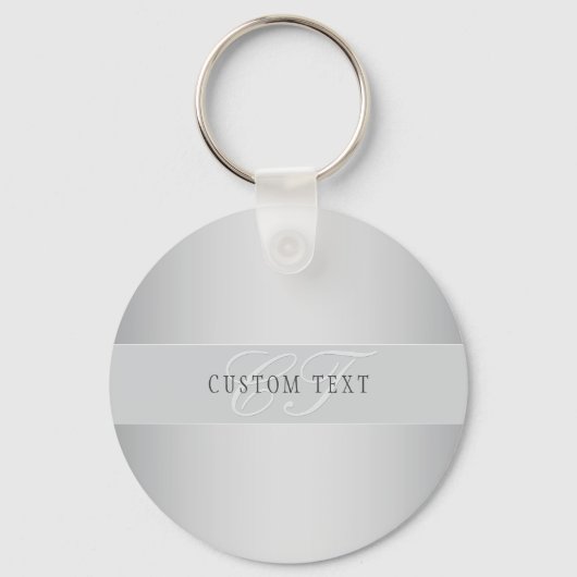 Elegant Editable Monogram Script Writing | Grau Schlüsselanhänger (Rückseite)