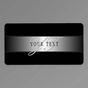 Elegant Editable Monogram Script Writing Schwarz Adressaufkleber