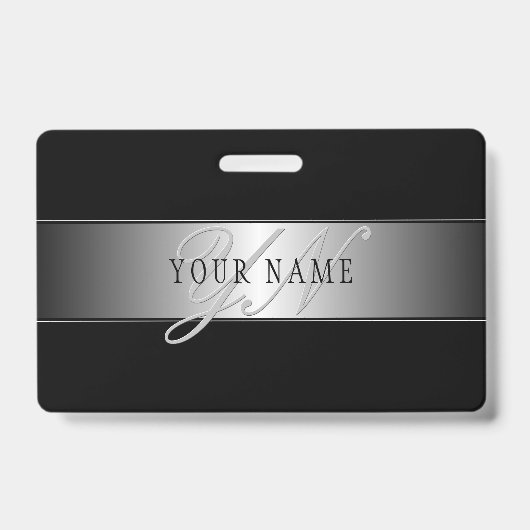 Elegant Editable Monogram Script Writing | Schwarz Ausweis (Front)