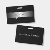 Elegant Editable Monogram Script Writing | Schwarz Ausweis (Front & Back)