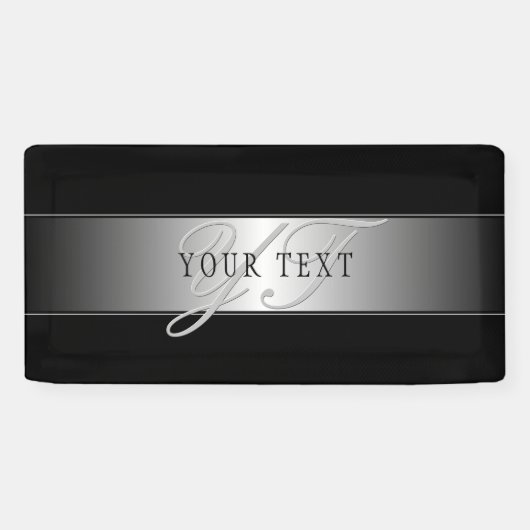 Elegant Editable Monogram Script Writing | Schwarz Banner (Horizontal)