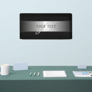 Elegant Editable Monogram Script Writing   Schwarz Banner