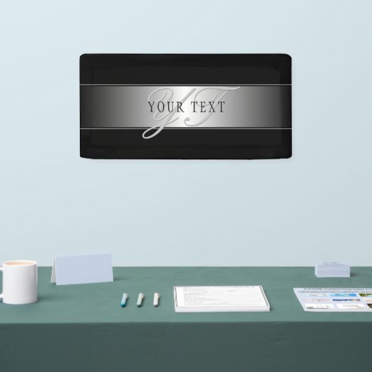 Elegant Editable Monogram Script Writing | Schwarz Banner (Messe)