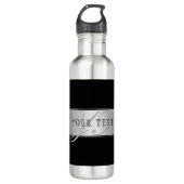 Elegant Editable Monogram Script Writing | Schwarz Edelstahlflasche (Vorderseite)