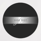 Elegant Editable Monogram Script Writing | Schwarz Etiketten (Design 1)