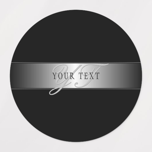 Elegant Editable Monogram Script Writing | Schwarz Etiketten (Design 1)