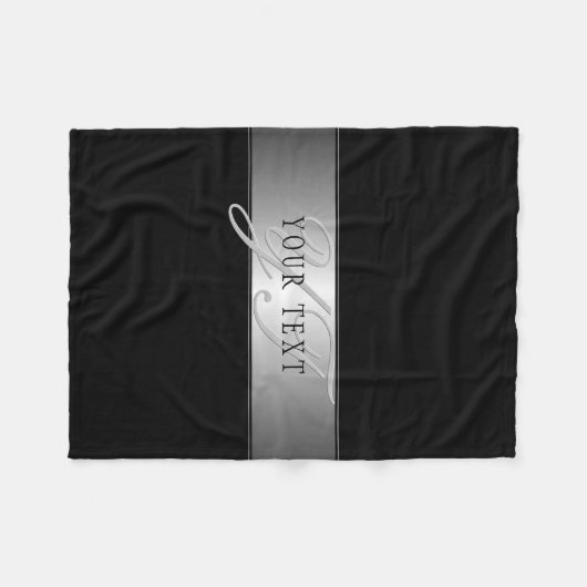 Elegant Editable Monogram Script Writing | Schwarz Fleecedecke (Vorderseite (Horizontal))