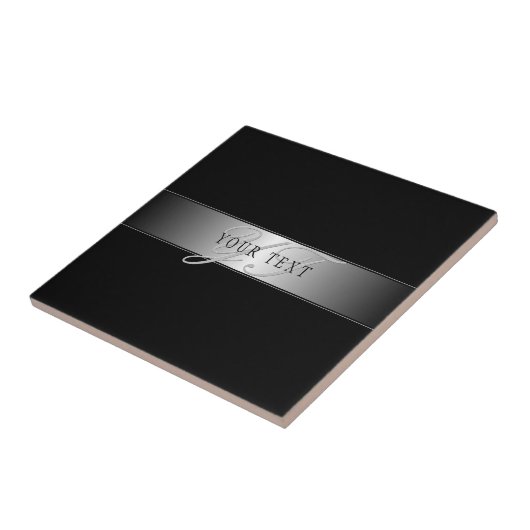 Elegant Editable Monogram Script Writing | Schwarz Fliese (Seite)