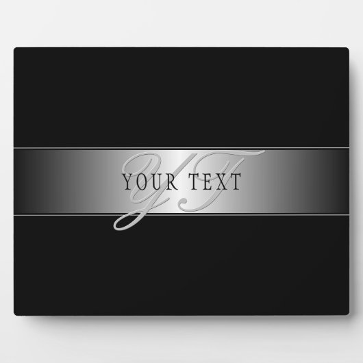 Elegant Editable Monogram Script Writing | Schwarz Fotoplatte (Vorderseite)