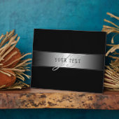 Elegant Editable Monogram Script Writing | Schwarz Fotoplatte (Seite)