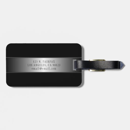 Elegant Editable Monogram Script Writing | Schwarz Gepäckanhänger (Rückseite horizontal)