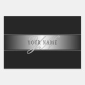 Elegant Editable Monogram Script Writing | Schwarz Geschenkpapier Set (Vorderseite 2)