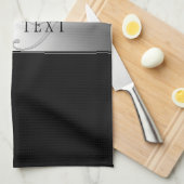 Elegant Editable Monogram Script Writing | Schwarz Geschirrtuch (Viertel Falte)