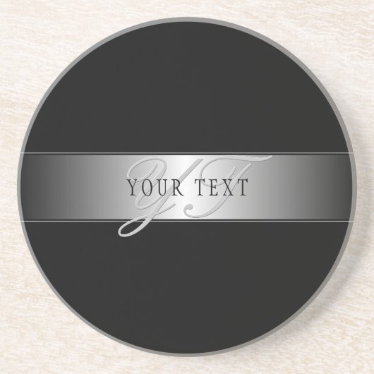 Elegant Editable Monogram Script Writing | Schwarz Getränkeuntersetzer (Vorne)