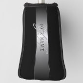 Elegant Editable Monogram Script Writing | Schwarz Golf Headcover (Rotieren 90)