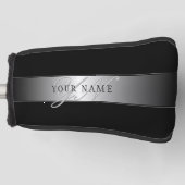 Elegant Editable Monogram Script Writing | Schwarz Golf Headcover (Vorderseite)