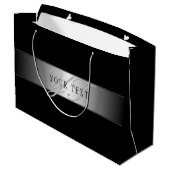 Elegant Editable Monogram Script Writing | Schwarz Große Geschenktüte (Rückseite Schrägansicht)
