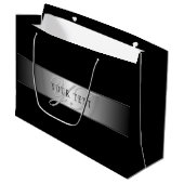 Elegant Editable Monogram Script Writing | Schwarz Große Geschenktüte (Vorderseite Schrägansicht)