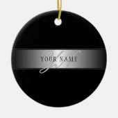 Elegant Editable Monogram Script Writing | Schwarz Keramik Ornament (Vorne)