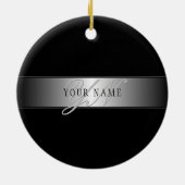 Elegant Editable Monogram Script Writing | Schwarz Keramik Ornament (Hinten)