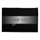 Elegant Editable Monogram Script Writing | Schwarz Kissenbezug (Rückseite)