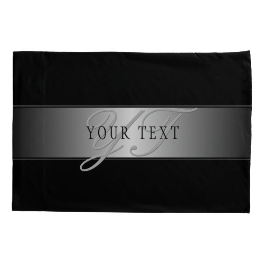 Elegant Editable Monogram Script Writing | Schwarz Kissenbezug (Rückseite)