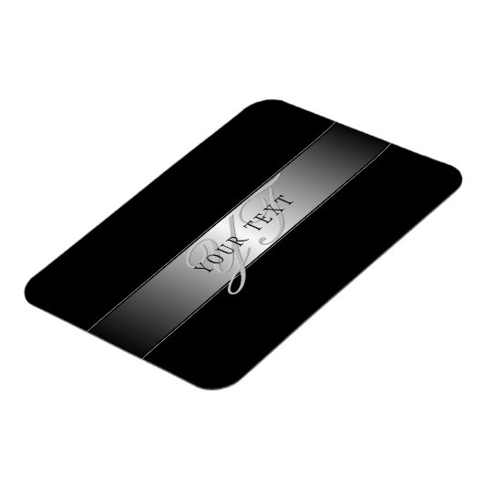 Elegant Editable Monogram Script Writing | Schwarz Magnet (Linke Seite)