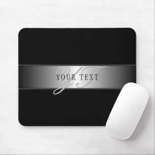 Elegant Editable Monogram Script Writing   Schwarz Mousepad