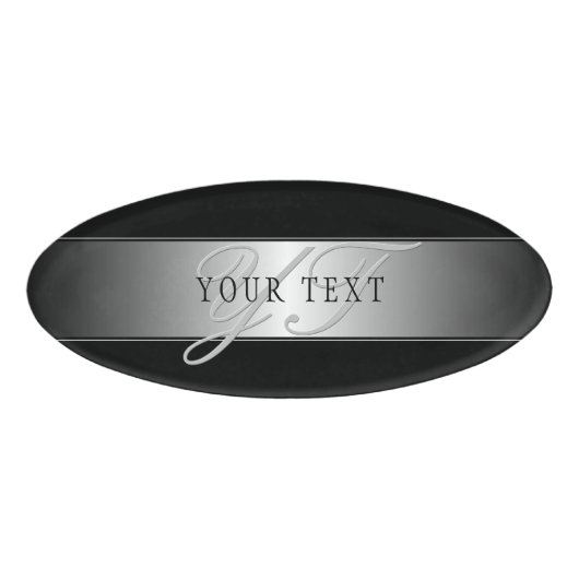 Elegant Editable Monogram Script Writing | Schwarz Namenschild (Vorderseite)