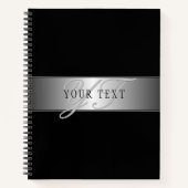 Elegant Editable Monogram Script Writing | Schwarz Notizblock (Vorderseite)